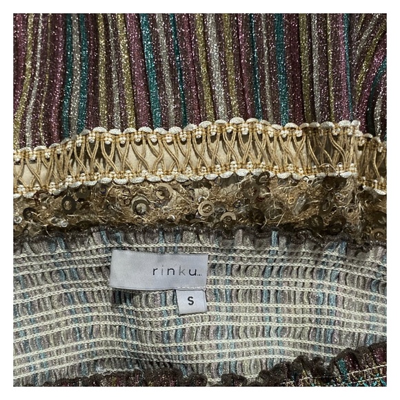 Rinku Anthropologie Stretch Lurex Metallics Sequin A Line Midi Skirt Small - Picture 7 of 7